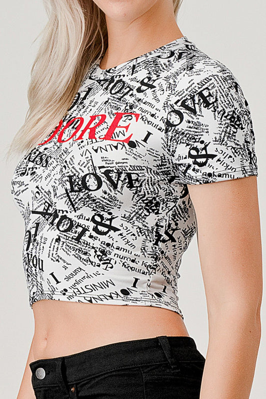 Adore Graphic Crop Top" - "Love Me Tee - S top for women Vacation Outfits Birthday Dresses Going Out Looks