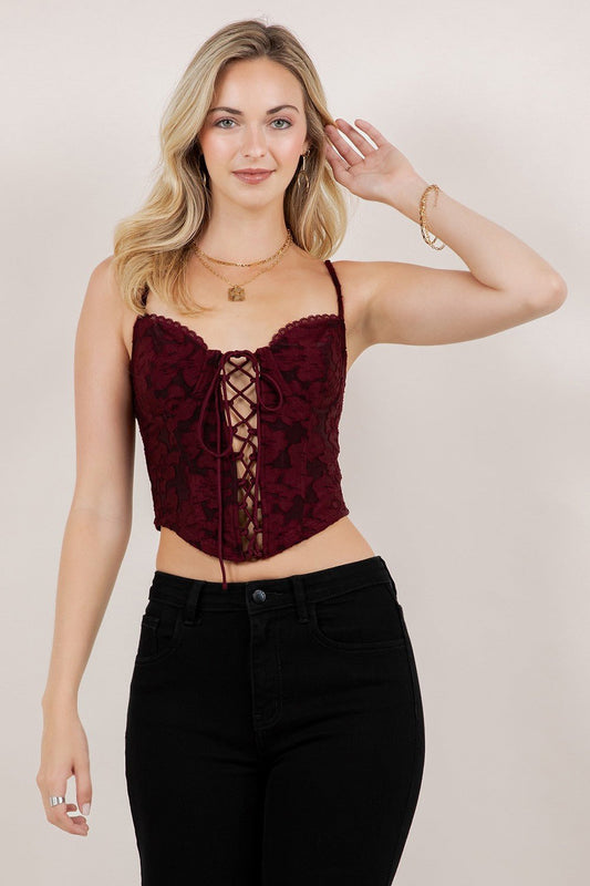 Amour Textured Knit Corset Crop Top – Romantic Sculpted Fit - Red top for women Vacation Outfits Birthday Dresses Going Out Looks