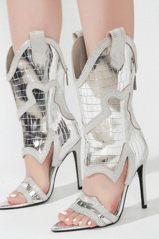 ANAYE - 2 Silver Croc Heels - Silver SHOES for women Vacation Outfits Birthday Dresses Going Out Looks