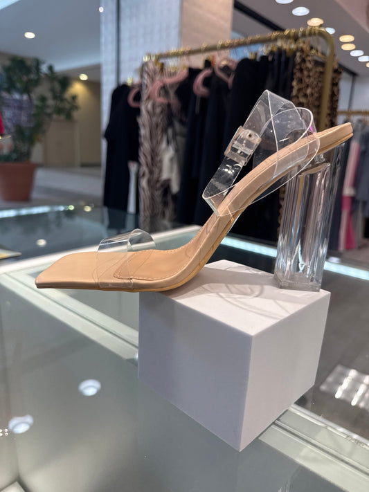 Basically Nude Clear Strap Block Heels – Comfortable & Stylish Footwear for Any Occasion - 5.5 SHOES for women Vacation Outfits Birthday Dresses Going Out Looks