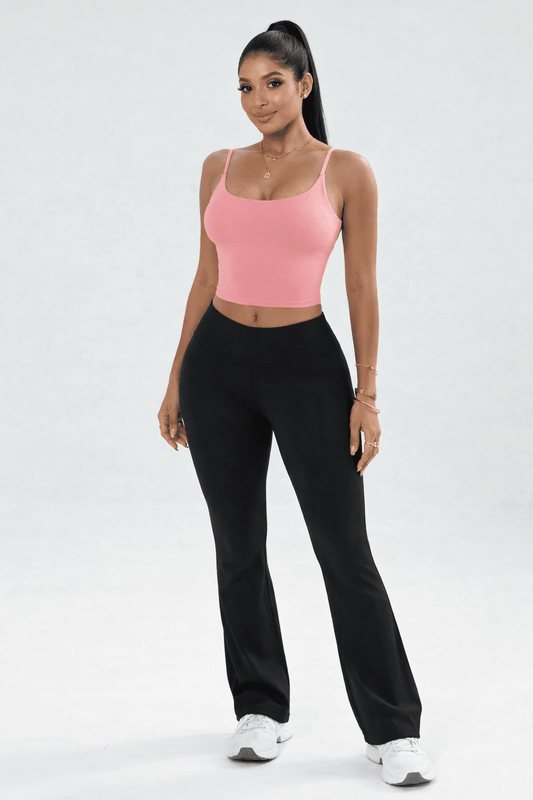 Blaire Sport Twist Back Crop Tank Top Sports Bra with Pads - MEDIUM PINK BRA for women Vacation Outfits Birthday Dresses Going Out Looks