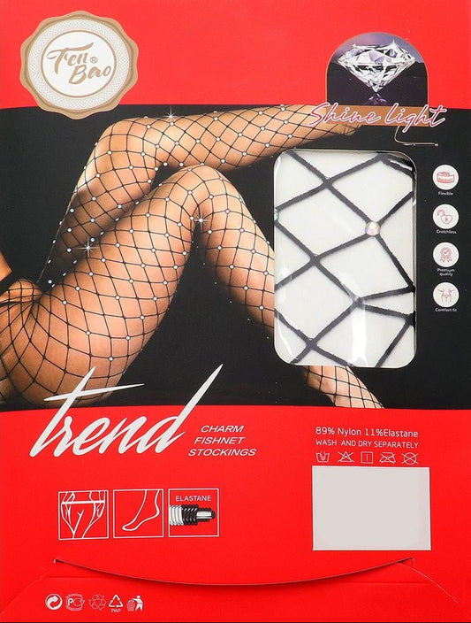 Bling Woman Charm Fishnet Pantyhose Tights - Black for women Vacation Outfits Birthday Dresses Going Out Looks