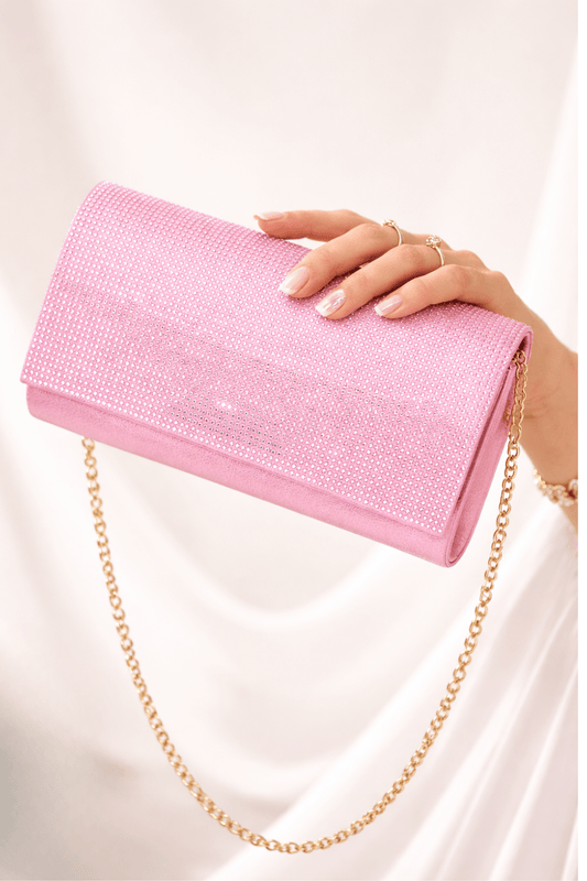 Blush Crystal Glam Clutch - Pink for women Vacation Outfits Birthday Dresses Going Out Looks