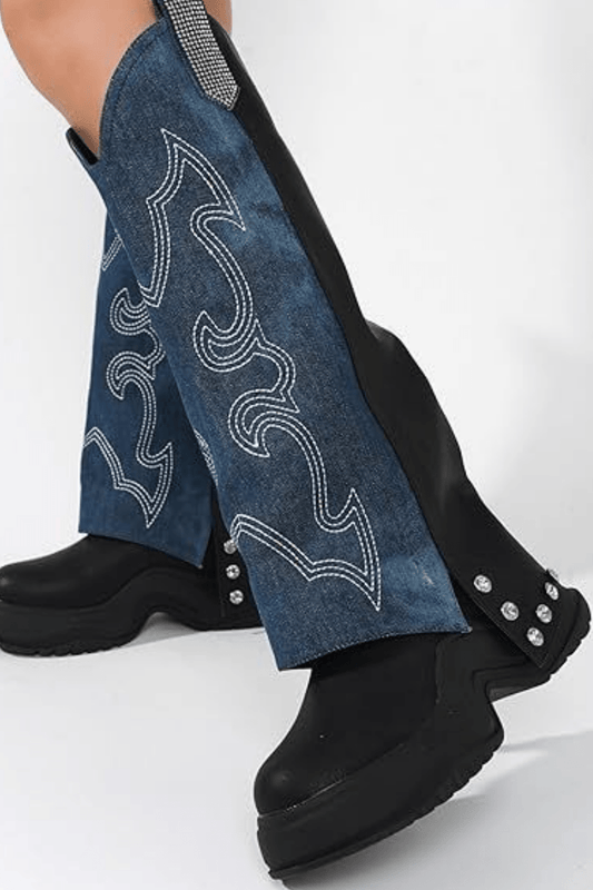 Cape Robbin Sungsu Rhinestone Foldover Boots - Black boots for women Vacation Outfits Birthday Dresses Going Out Looks