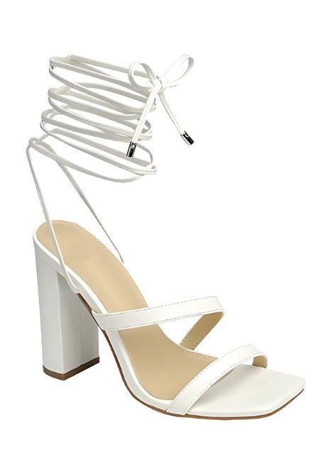 Carlie Strappy Tie Block Heel Sandals - 5.5 heels for women Vacation Outfits Birthday Dresses Going Out Looks