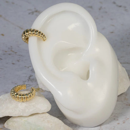 Caterpillar Style 18K Gold Plated No Piercing Ear Cuff - for women Vacation Outfits Birthday Dresses Going Out Looks