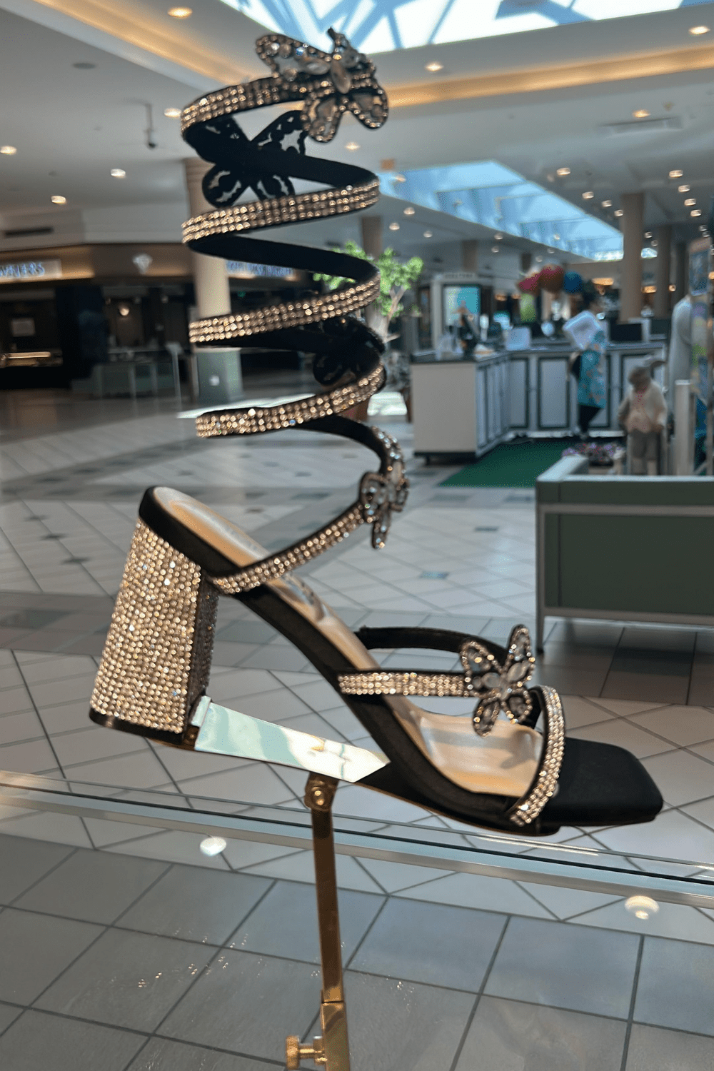Celeste Black Rhinestone Butterfly Coil Heels β Statement Party & Going Out Heels for Women - Black heels for women Vacation Outfits Birthday Dresses Going Out Looks