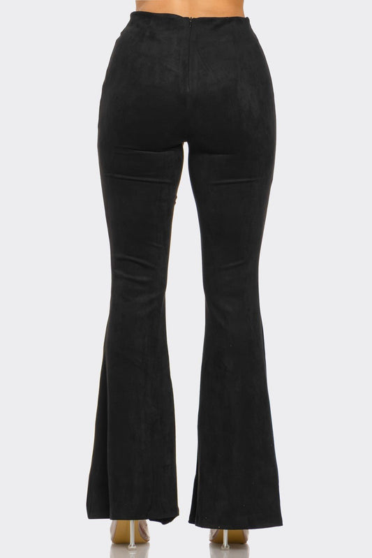 Chic Sarah Suede Bell Bottom Pants for Women - High - Waisted & Trendy Comfort Style - Black pants for women Vacation Outfits Birthday Dresses Going Out Looks