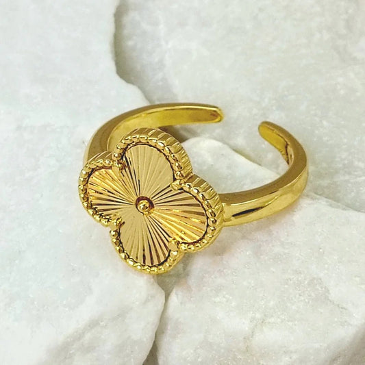 Clover 18k Plated Open Back Ring - Gold RING for women Vacation Outfits Birthday Dresses Going Out Looks