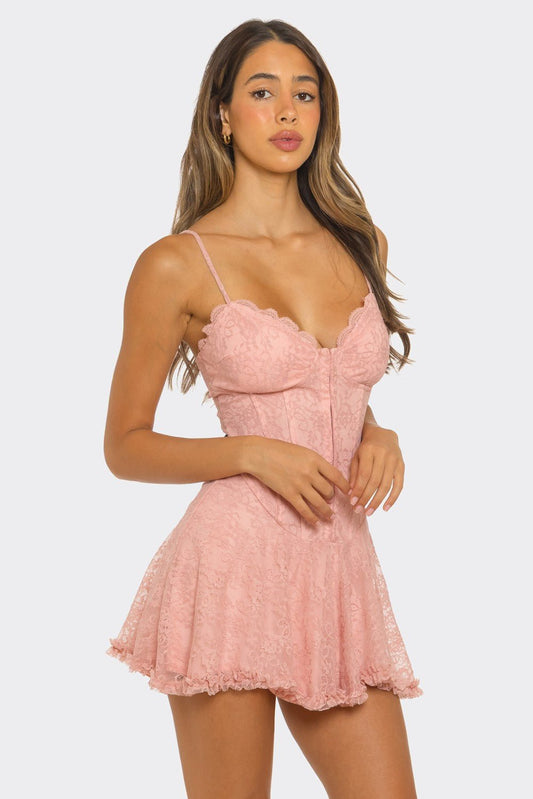 Coquette Corset Flare Mini Dress - Pink DRESS for women Vacation Outfits Birthday Dresses Going Out Looks
