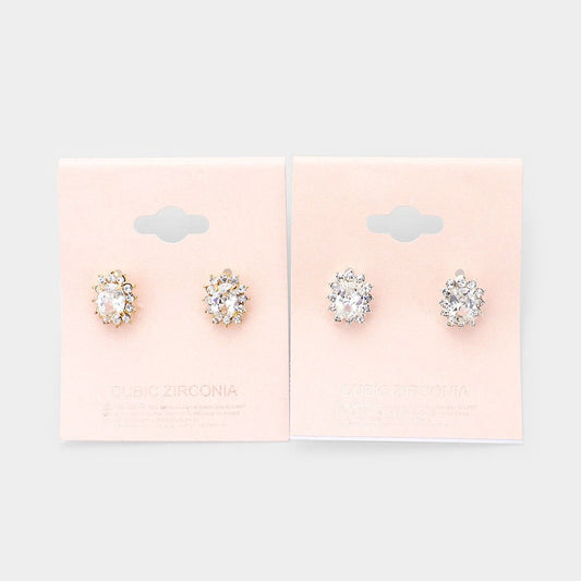 Crystal Bloom High - Quality Cubic Zirconia Stud Earrings - Silver for women Vacation Outfits Birthday Dresses Going Out Looks