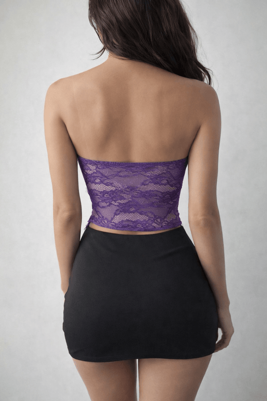 Dangerously Yours Lace Corset Nightclub Tube Top - Purple for women Vacation Outfits Birthday Dresses Going Out Looks