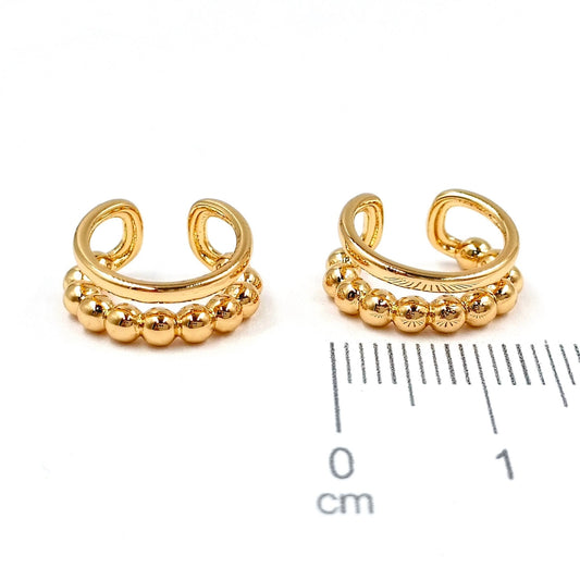 Double Row 18k Gold Plated No Piercing Ear Cuff - Gold EARRINGS for women Vacation Outfits Birthday Dresses Going Out Looks