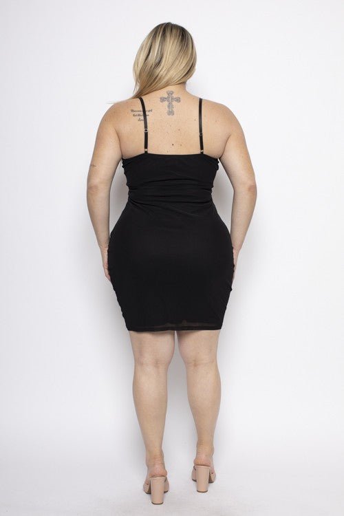 Eclipse Rhinestone Plus Size Mesh Bustier Mini Dress - Black for women Vacation Outfits Birthday Dresses Going Out Looks