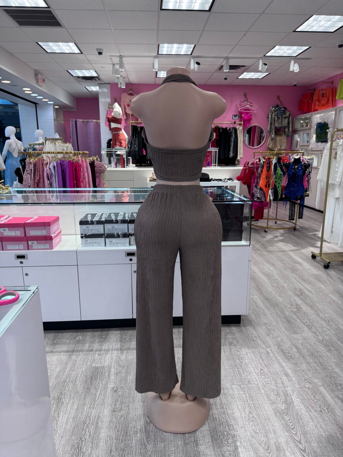 Eliane Two Piece Vest Crop Top Pant Set - Blaire Shops