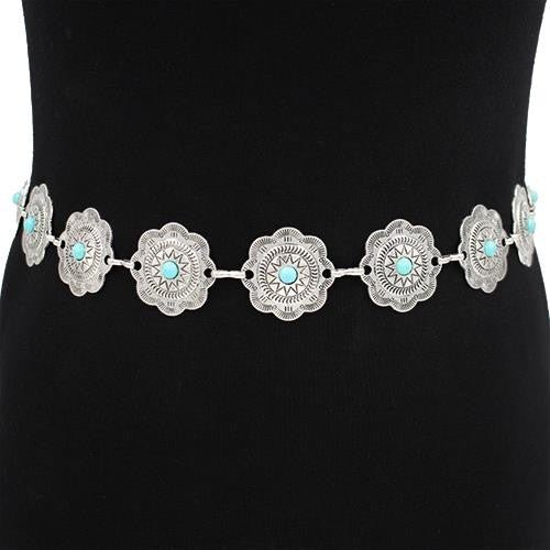 FLOWER CONCHO METAL BELT - Blaire Shops