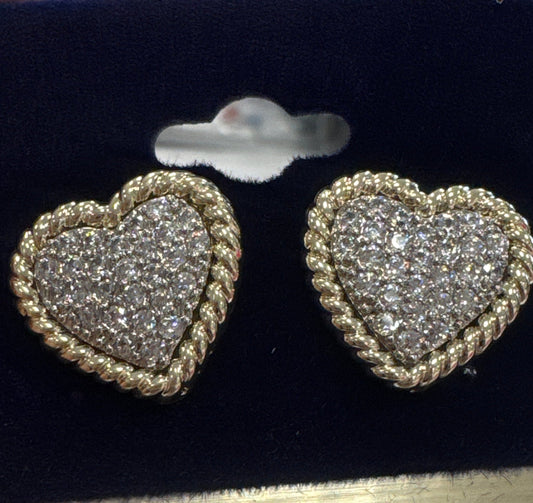 Heart Gold Plated Studs – 18K with Cubic Zirconia - Gold EARRINGS for women Vacation Outfits Birthday Dresses Going Out Looks