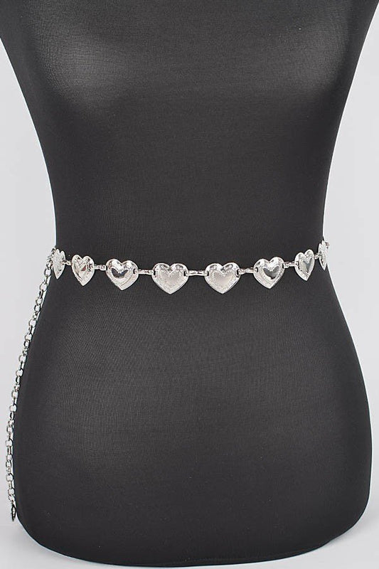 Heart Shape Metal Chain Belt – Silver Heart Link Waist Chain for Dresses & Jeans - Silver belt for women Vacation Outfits Birthday Dresses Going Out Looks
