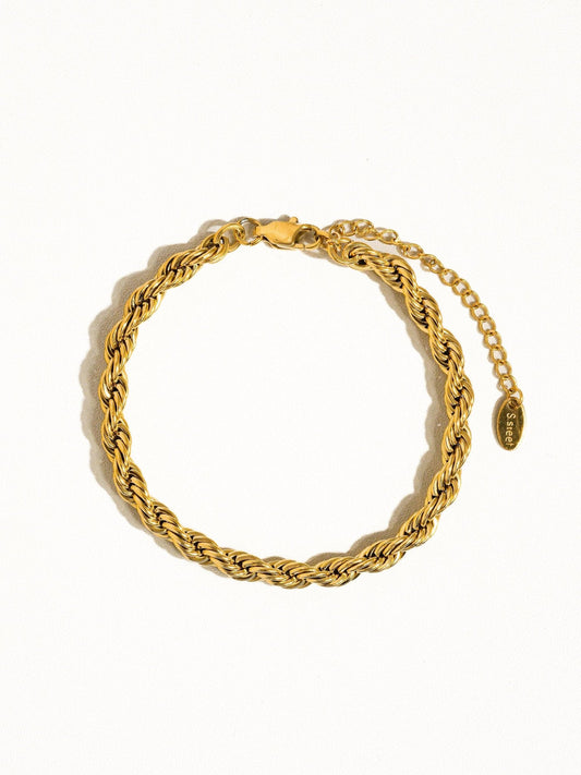 Isabella 18K Plated Gold Non - Tarnish Braided Stackable Bracelet - Yellow Gold bracelet for women Vacation Outfits Birthday Dresses Going Out Looks