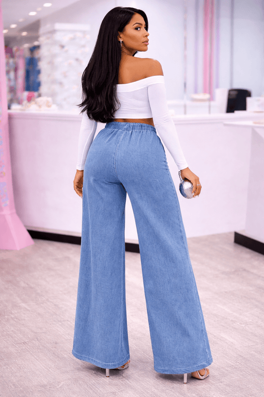 Jackie Jogger Demin Detail Pants With Adjustable Pant Drawstring - S pants for women Vacation Outfits Birthday Dresses Going Out Looks