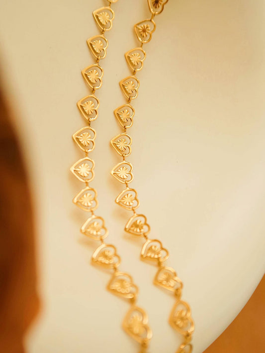 Jasmine 18K Plated Gold Non - Tarnish Dainty Heart Choker - Yellow Gold jewlery for women Vacation Outfits Birthday Dresses Going Out Looks