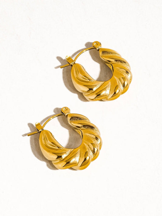 Kimbella 18K Plated Gold Non - Tarnish Braided Hoop Earring - Yellow Gold jewlery for women Vacation Outfits Birthday Dresses Going Out Looks