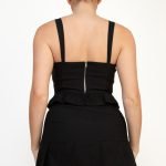 Kimmie Ruffled Boned Corset Zip - Up Crop Top - L top for women Vacation Outfits Birthday Dresses Going Out Looks