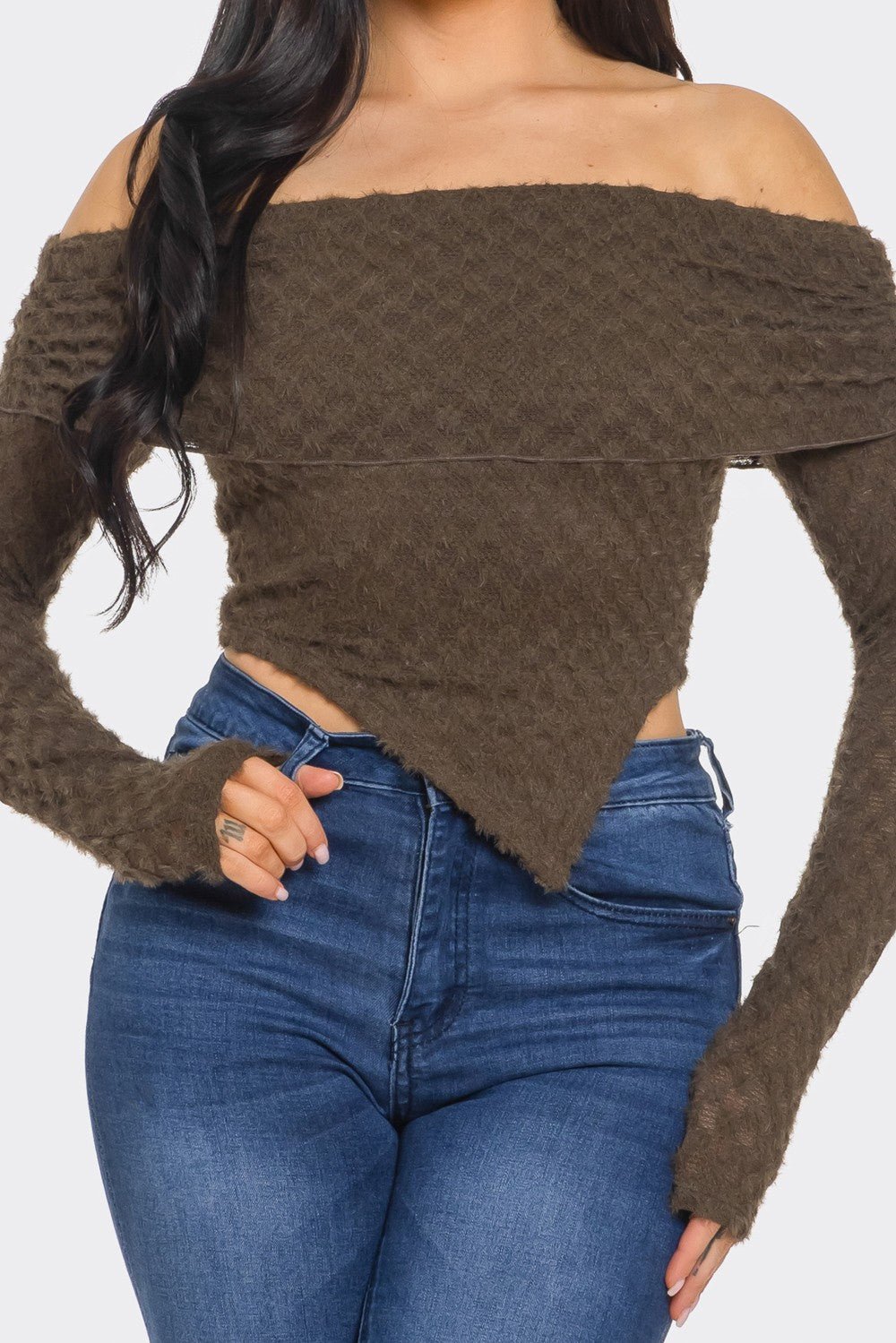 Leslie Off - Shoulder Asymmetric Long Sleeve Top – Stylish Women’s Blouse - Blaire Shops