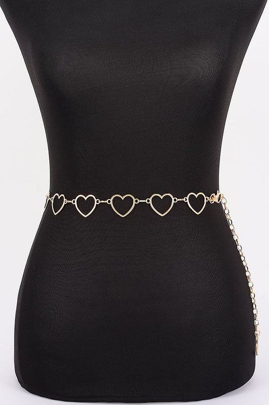 Open Heart Love Chain Adjustable Belt - Gold for women Vacation Outfits Birthday Dresses Going Out Looks