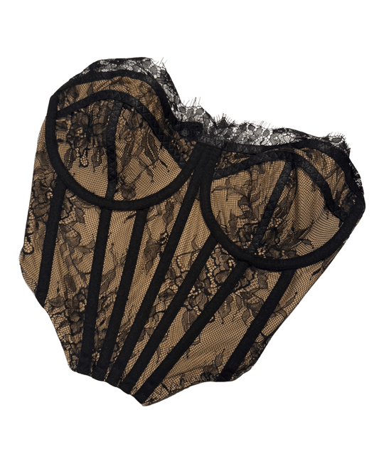 Luna Lace Mesh Bustier Top - Black crop top for women Vacation Outfits Birthday Dresses Going Out Looks