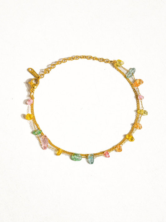 Madison 18K Plated Gold Non - Tarnish CZ Stone Chain Bracelet - Multi - Colored jewlery for women Vacation Outfits Birthday Dresses Going Out Looks