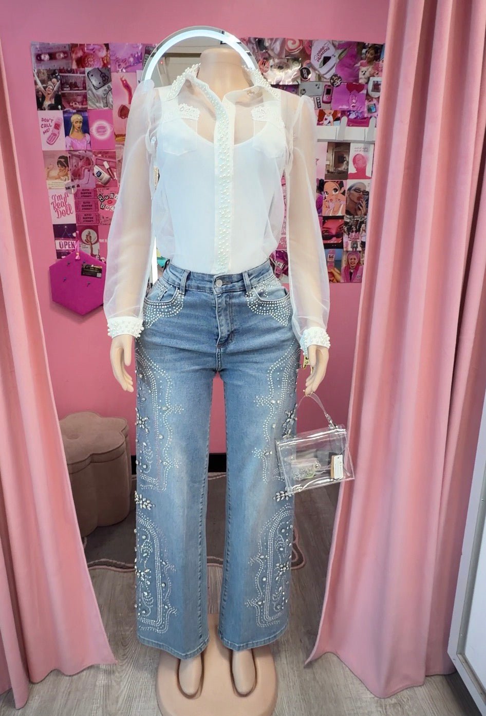 Main Character Rhinestone Jeans – Medium Wash - Medium Wash bottoms for women Vacation Outfits Birthday Dresses Going Out Looks