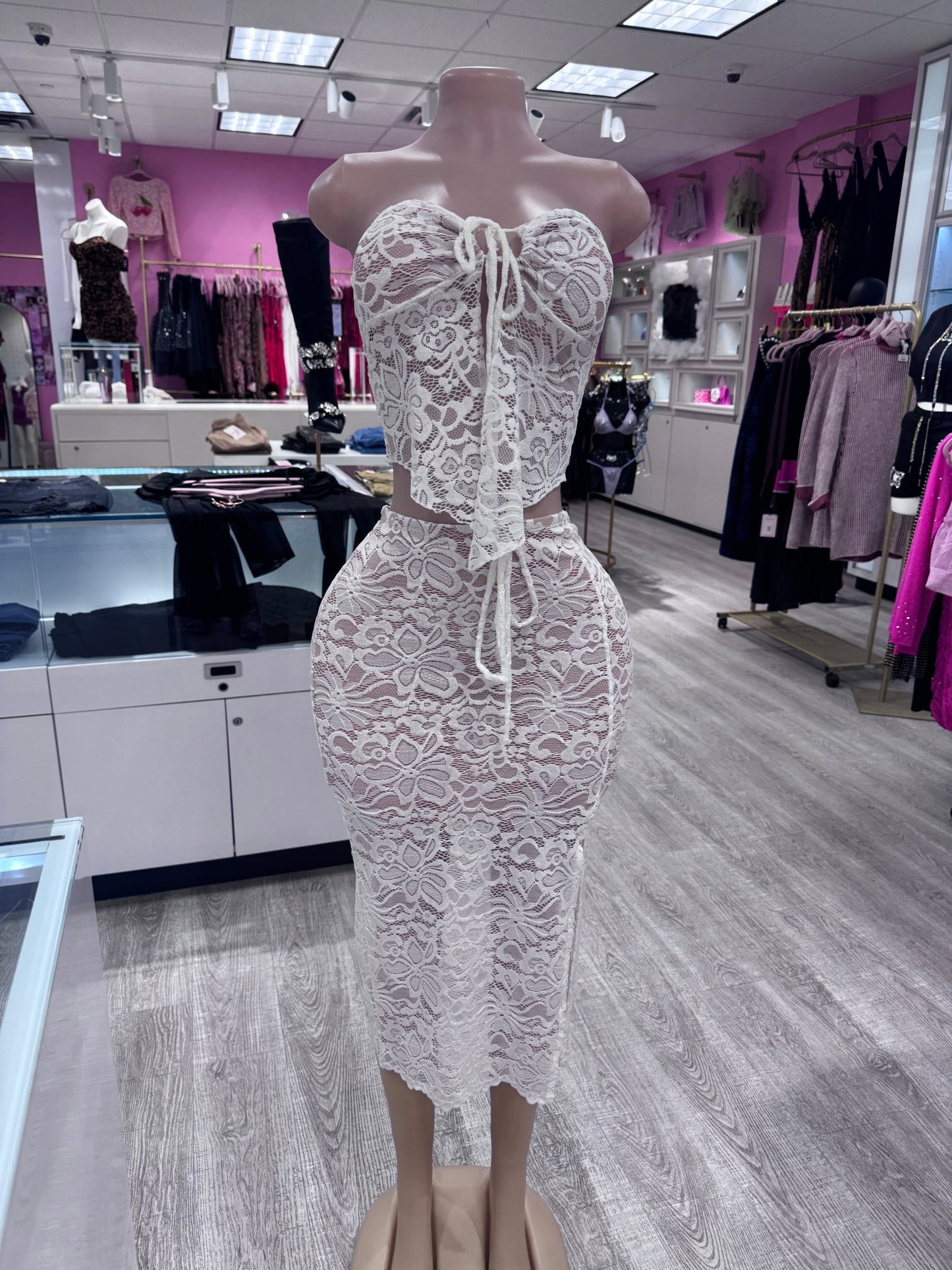 Maxine Lace Set Two piece Crop Top Skirt Set - Blaire Shops