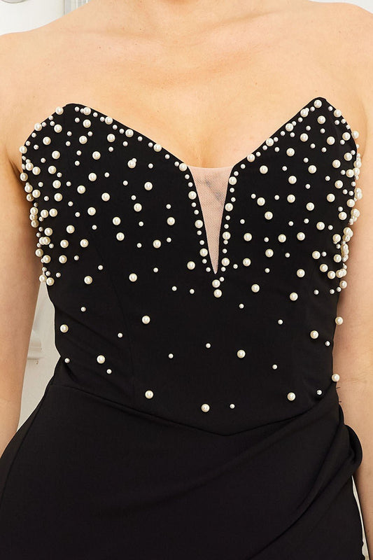 Melody Pearl on Sweetheart Neck Cocktail Black Mini Dress - Black DRESS for women Vacation Outfits Birthday Dresses Going Out Looks