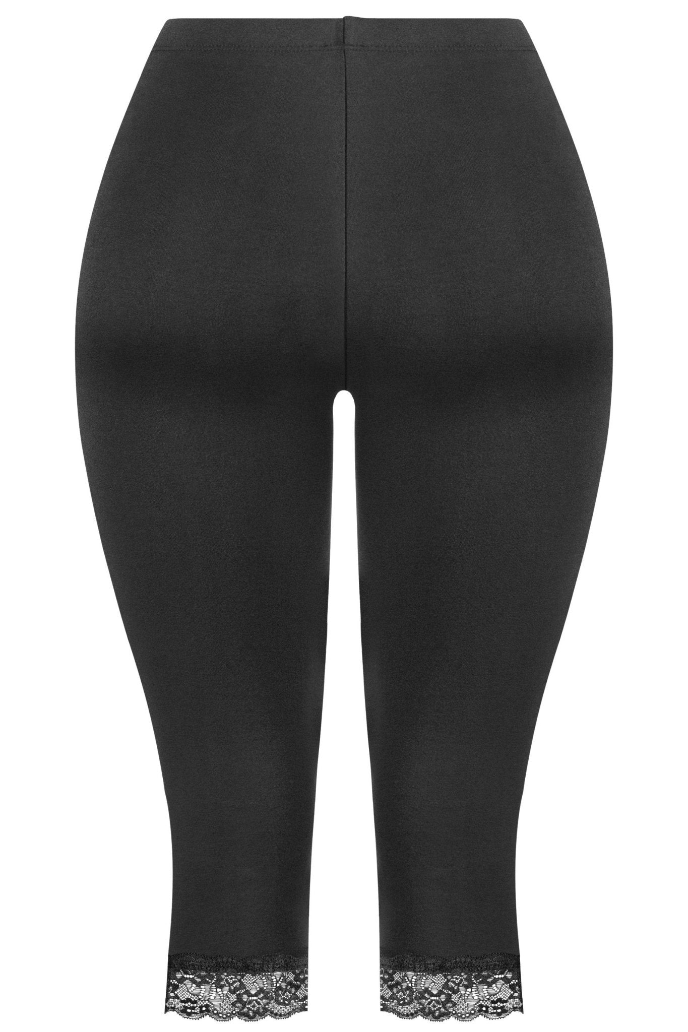 Mid - Waisted Capri Lace Trim Leggings β Made in USA - Black bottoms for women Vacation Outfits Birthday Dresses Going Out Looks
