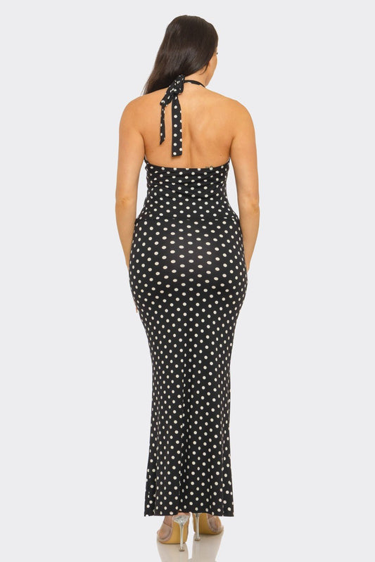 Monaco Polka Dot Halter Top & Maxi Skirt Set – Brunch & Vacation Outfit - Black outfit for women Vacation Outfits Birthday Dresses Going Out Looks