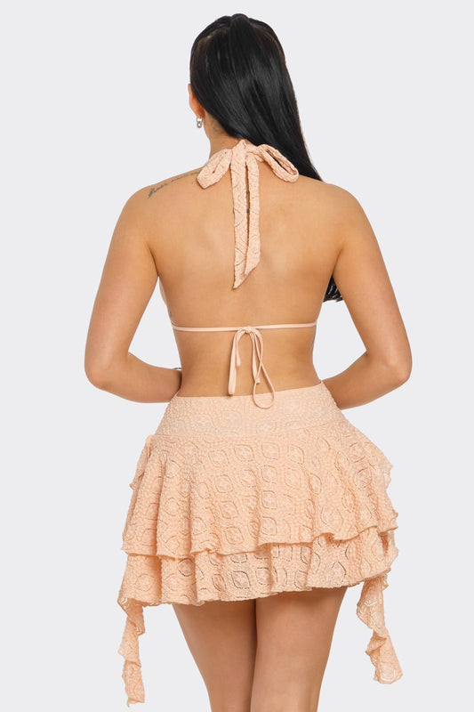 Morgan Lace Ruffle Mini Dress - S DRESS for women Vacation Outfits Birthday Dresses Going Out Looks