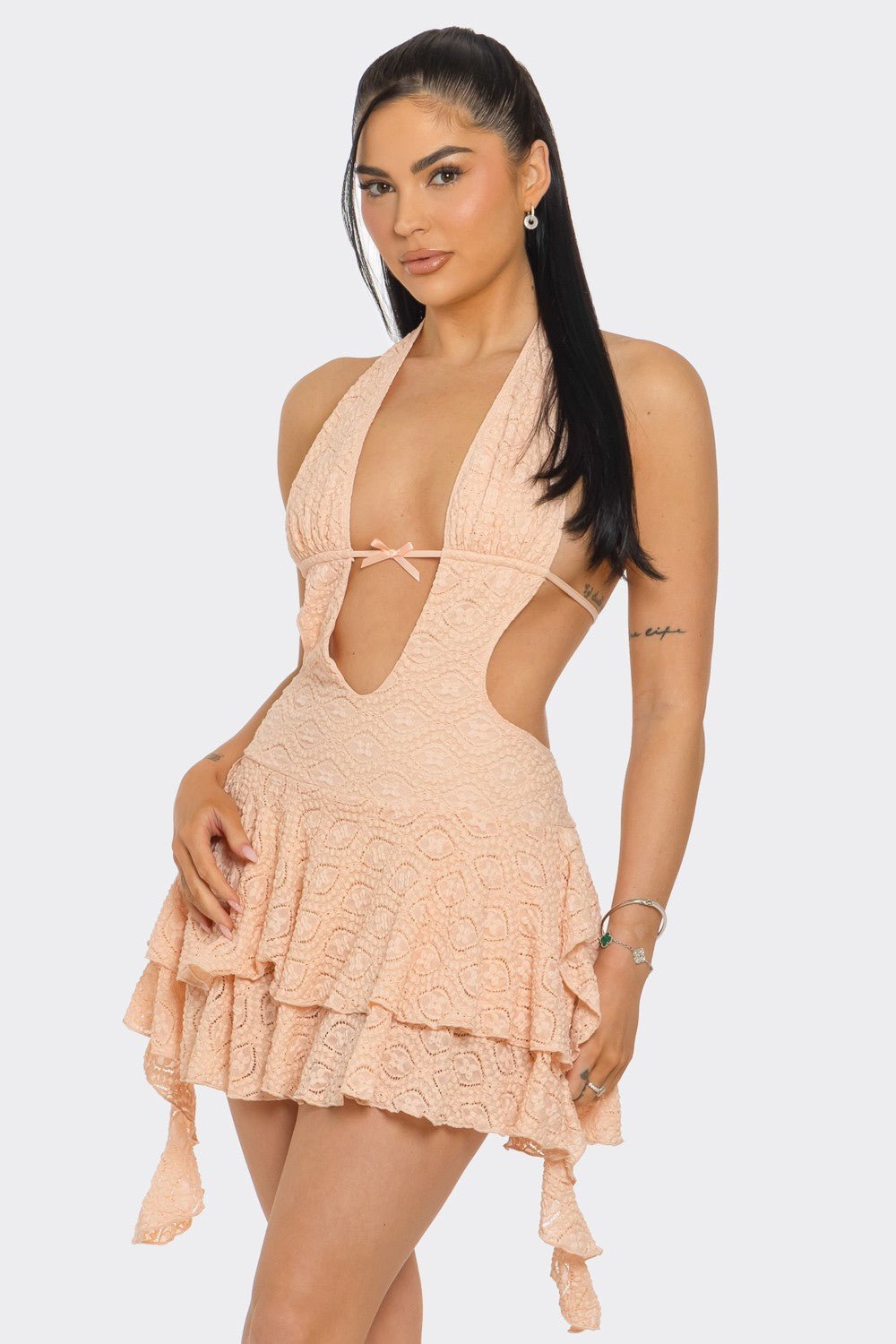 Morgan Lace Ruffle Mini Dress - Blaire Shops