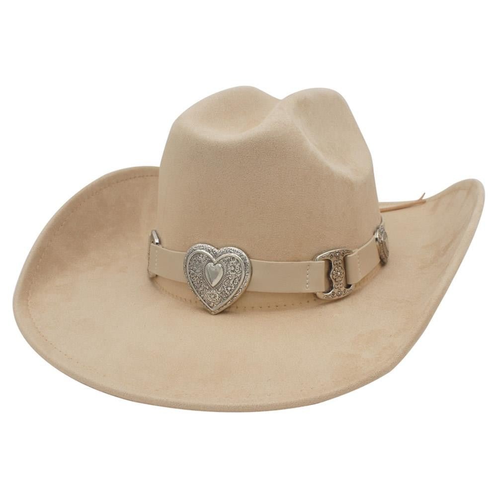 Olivia Heart Charm Linked Microsuede Cowboy Hat – Luxury Women’s Western Wear - Blaire Shops