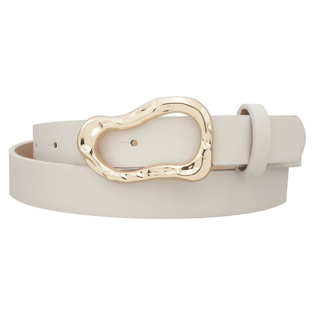 ORGANIC OVAL SHAPED BUCKLE BELT - Ivory belt for women Vacation Outfits Birthday Dresses Going Out Looks