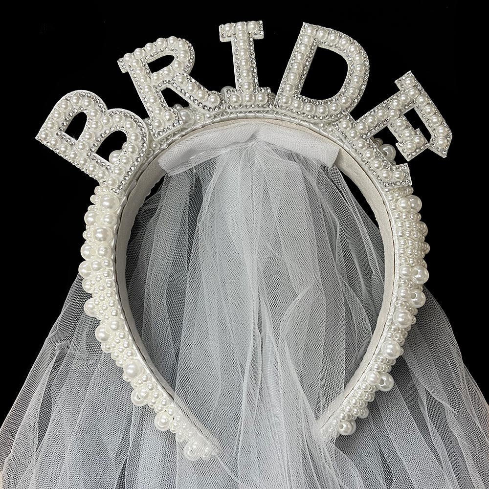 Pearl BRIDE Message Headband – Bridal & Bachelorette Veil - Blaire Shops