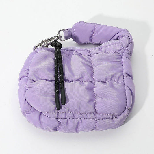 Quilted Puffer Mini Purse Bag Charm - LIGHT PURPLE for women Vacation Outfits Birthday Dresses Going Out Looks
