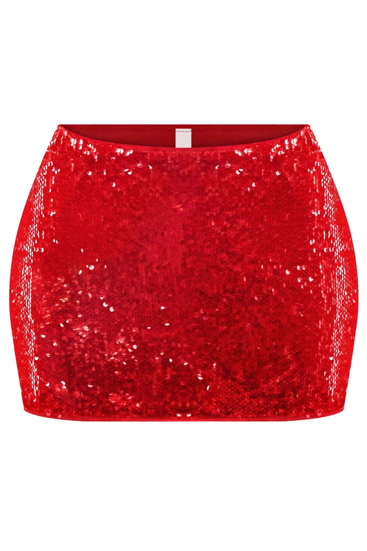 Radiance Sequin Couture Mini Skirt - Red SKIRT for women Vacation Outfits Birthday Dresses Going Out Looks