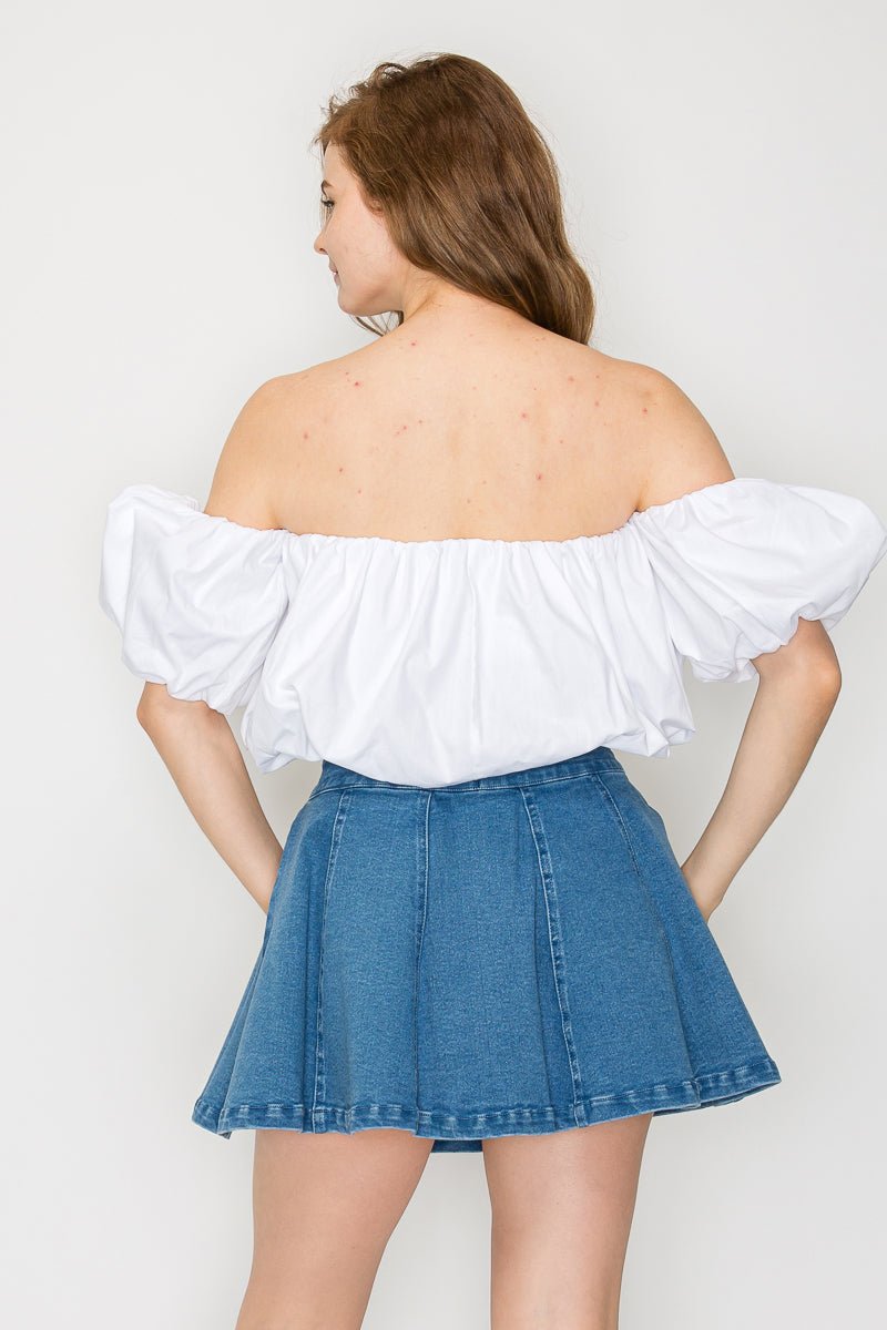 Rebecca Denim A - Line Zip - Up Stretch Skirt With Short Lining - Blaire Shops