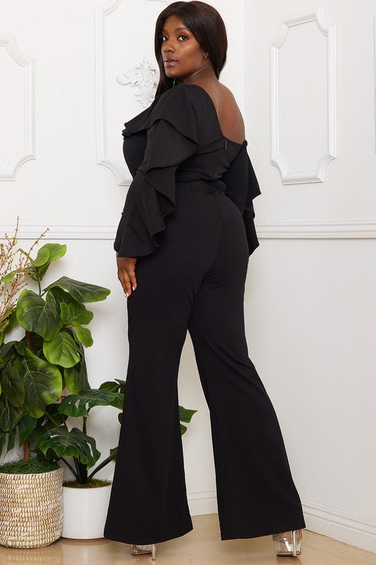 Reign Ruffle One Shoulder Plus Size Jumpsuit - Red JUMPSUIT for women Vacation Outfits Birthday Dresses Going Out Looks