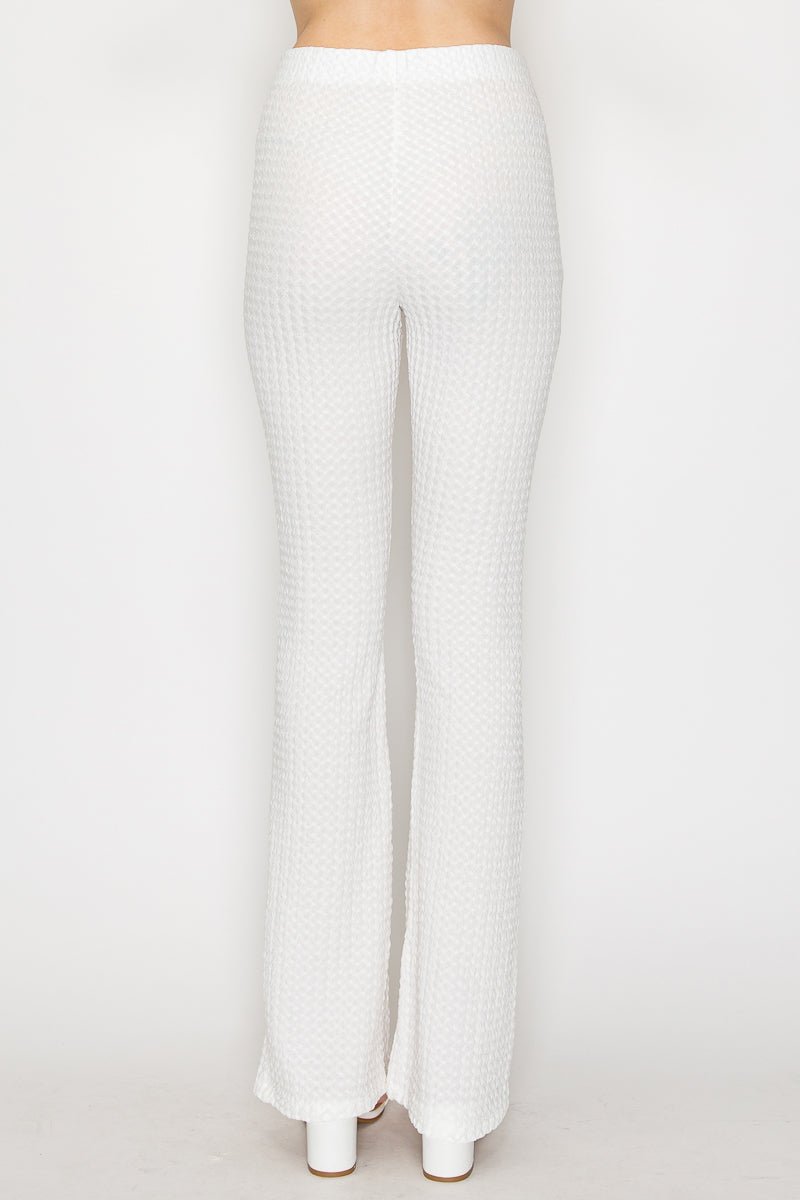 Retro Style Pants Set With Textured Knit, Midrise Flare Design, Perfect For Cozy Outfits - Blaire Shops