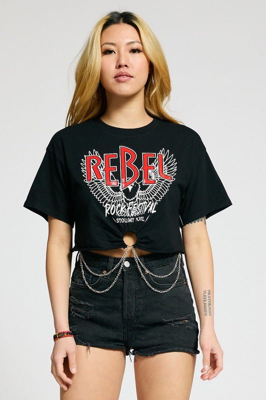 Rock it Chained Fashion Crop Top - M Crop Top for women Vacation Outfits Birthday Dresses Going Out Looks