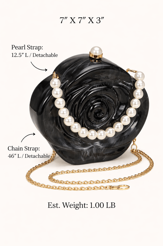 Rosé Pearl Sculpt Clutch - Black for women Vacation Outfits Birthday Dresses Going Out Looks