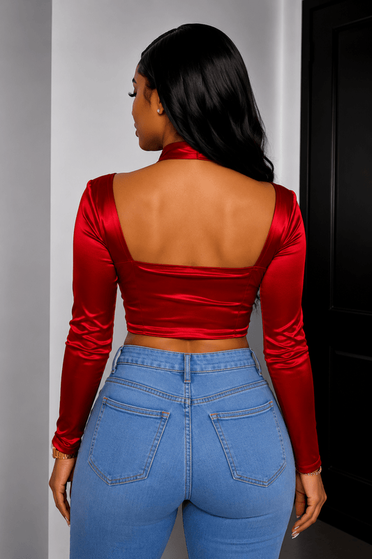 Sadie Long Sleeve Front Wrap and Cross Straps Crop Top - S Crop Top for women Vacation Outfits Birthday Dresses Going Out Looks