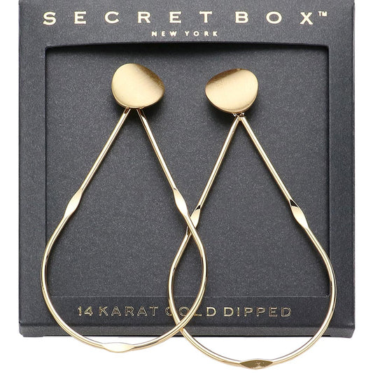 SECRET BOX™ 14K Gold Dipped Open Teardrop Dangle Earrings - Gold EARRINGS for women Vacation Outfits Birthday Dresses Going Out Looks